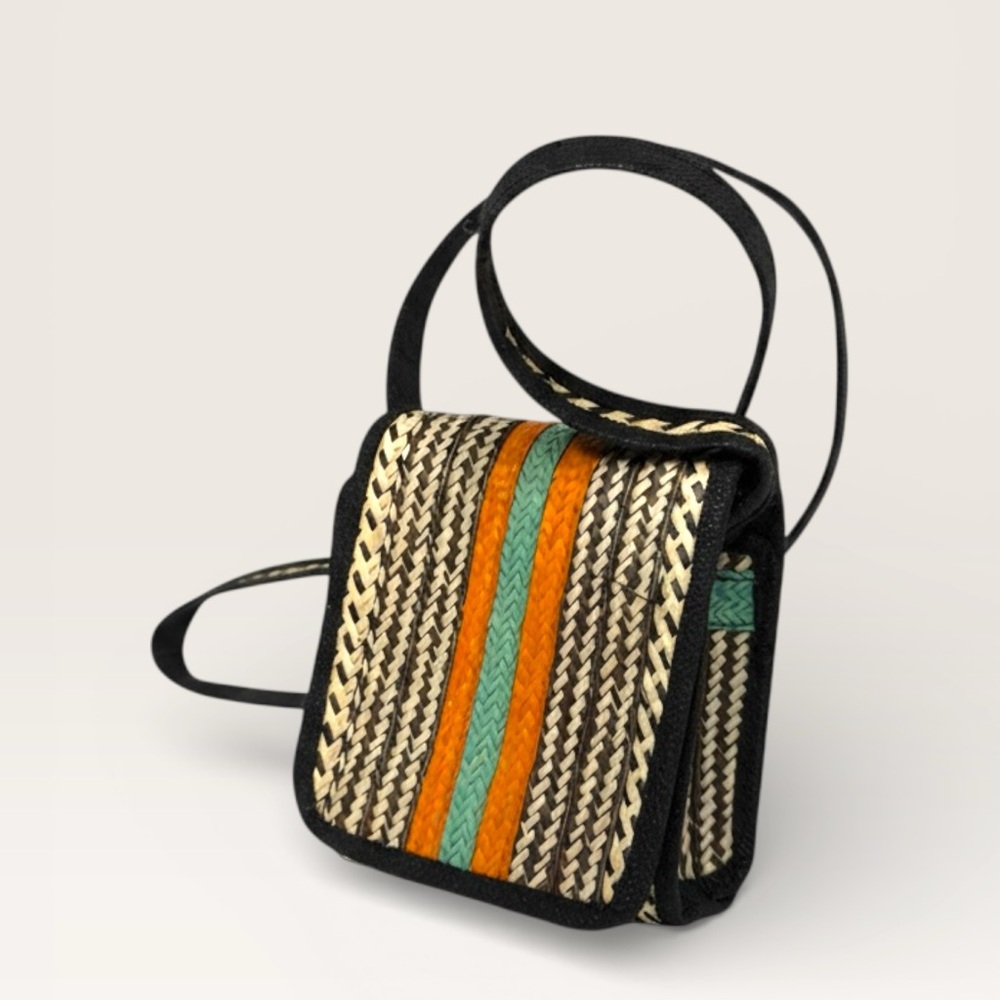 Source Unknown Black and Multicolor Woven Crossbody Bag
